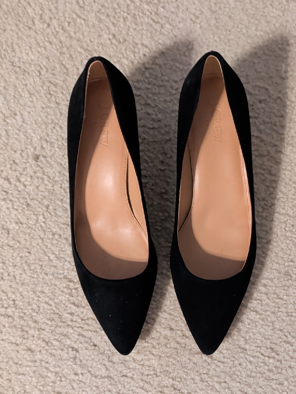 EUC J Crew Black Pointed-Toe Suede Kitten Heel Pumps